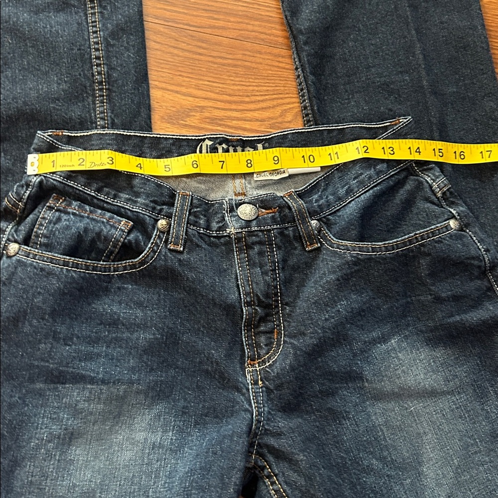 Cruel Girl Georgia Dark Wash‎ Low Rise Bootcut Stretch Jeans Junior Size 11 - Picture 5 of 8